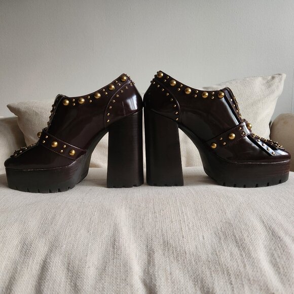 *NEW* Michael Kors Alberta Chestnut Studded Platform Loafer Pumps - Sz 7 - Picture 4 of 11